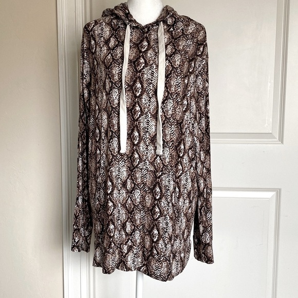 ZENANA Jersey snake print Tunic Womens hooded longline Cozy Soft loungewear XL - Picture 1 of 9